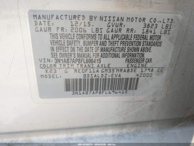 Nissan SENTRA SV 2015 3N1AB7AP8FL696415 Image 9