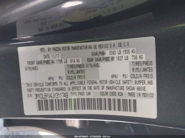 3MYDLBYV4JY311749 Toyota YARIS IA