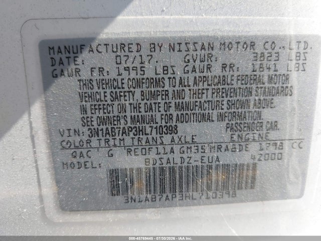 Nissan SENTRA SV 2017 3N1AB7AP3HL710398 Image 9