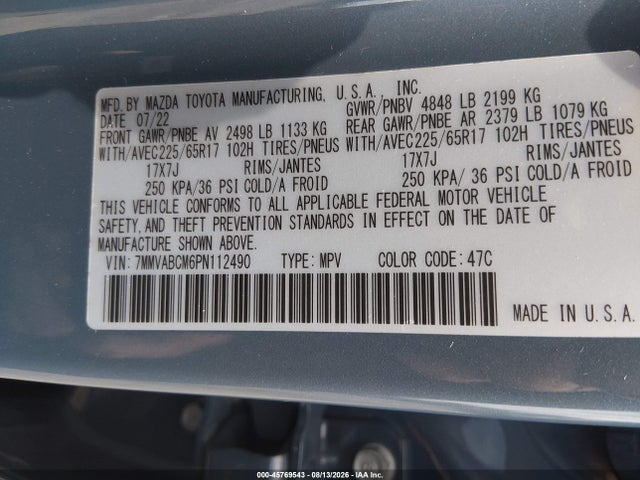2023 Mazda Cx-50 2.5 S Preferred Plus მანქანა იყიდება აუქციონზე, vin: 7MMVABCM6PN112490, აუქციონის ნომერი: 45769543