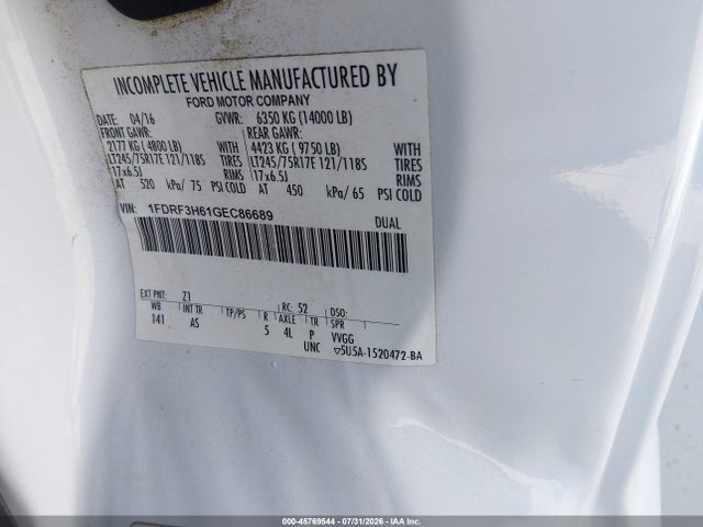 Ford F-350 Chassis Xl 2016 1FDRF3H61GEC86689 Image 9