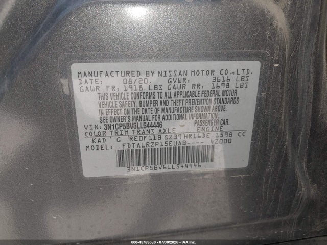 3N1CP5BV6LL544446 Nissan Kicks S Xtronic Cvt