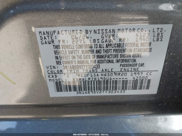 3N1AB9DV2TY303433 Nissan SENTRA SR