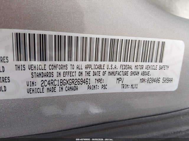 Aukcja sprzedaży 2016 Chrysler Town & Country Touring, vin: 2C4RC1BGXGR269461, numer aukcji: 45769593