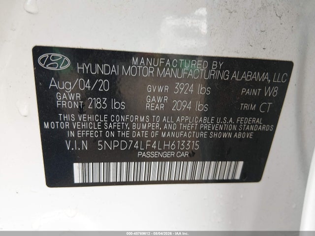 Hyundai ELANTRA SE 2020 5NPD74LF4LH613315 Image 9