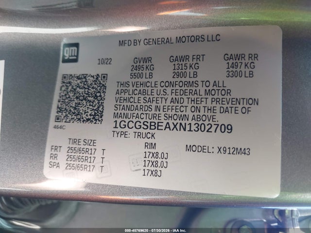 1GCGSBEAXN1302709 Chevrolet Colorado 2wd Short Box Wt