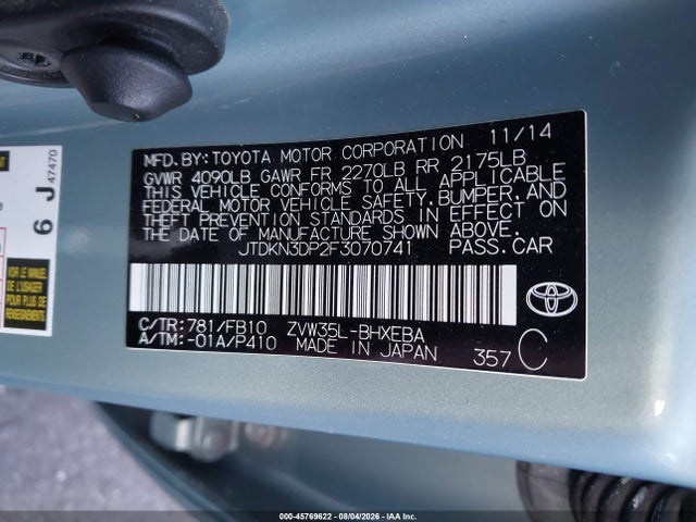 Toyota PRIUS PLUG-IN 2015 JTDKN3DP2F3070741 Image 9