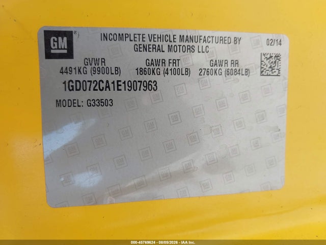 Продажа на аукционе авто 2014 Gmc Savana Cutaway 3500, vin: 1GD072CA1E1907963, номер лота: 45769624