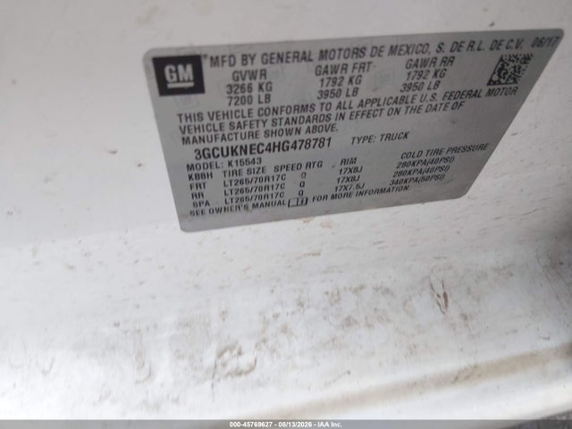 3GCUKNEC4HG478781 Chevrolet Silverado 1500 Work Truck