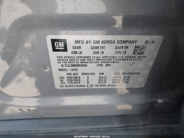 Chevrolet Trax Lt 2019 KL7CJLSB8KB940304 Image 9