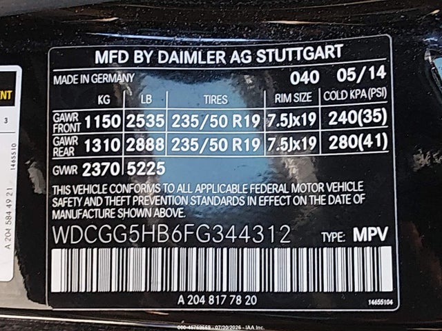 Продажа на аукционе авто 2015 Mercedes-benz Glk 350, vin: WDCGG5HB6FG344312, номер лота: 45769669