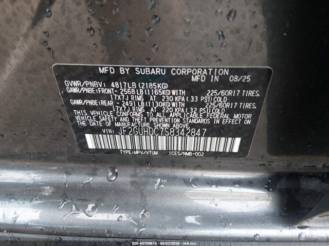 Продажа на аукционе авто 2025 Subaru Crosstrek Premium, vin: JF2GUHDC7S8342847, номер лота: 45769676