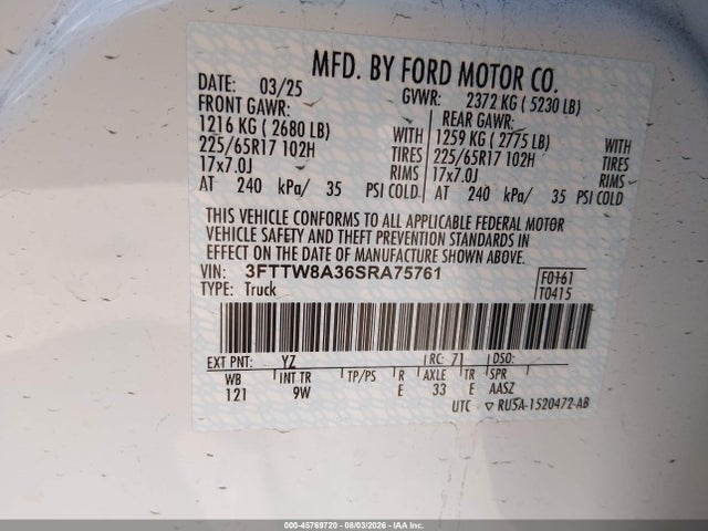 Ford Maverick Xl 2025 3FTTW8A36SRA75761 Image 9