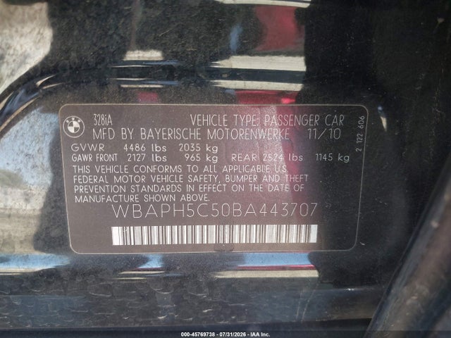 Продажа на аукционе авто 2011 Bmw 328i, vin: WBAPH5C50BA443707, номер лота: 45769738