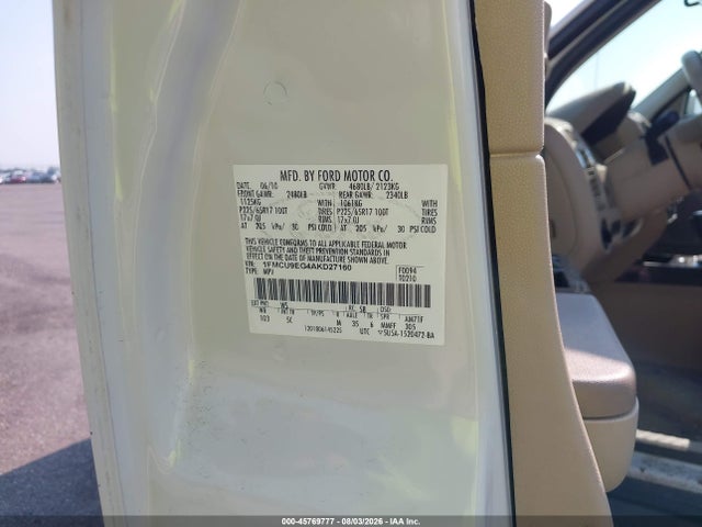 Продажа на аукционе авто 2010 Ford Escape Limited, vin: 1FMCU9EG4AKD27160, номер лота: 45769777
