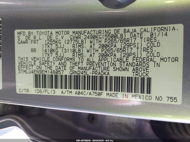Toyota Tacoma Base V6 2014 3TMLU4EN9EM146057 Image 9