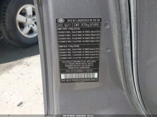 Aukcja sprzedaży 2011 Land Rover Range Rover Sport Hse, vin: SALSF2D48BA710530, numer aukcji: 45769838