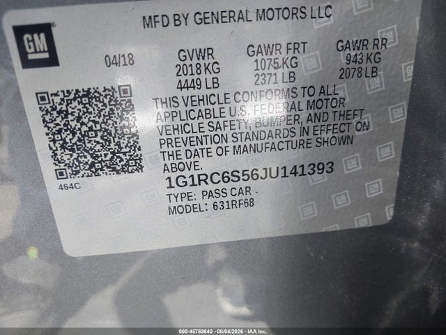 Chevrolet VOLT LT 2018 1G1RC6S56JU141393 Image 9