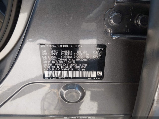 Aukcja sprzedaży 2022 Honda Hr-v 2wd Lx, vin: 3CZRU5H37NM709708, numer aukcji: 45769848
