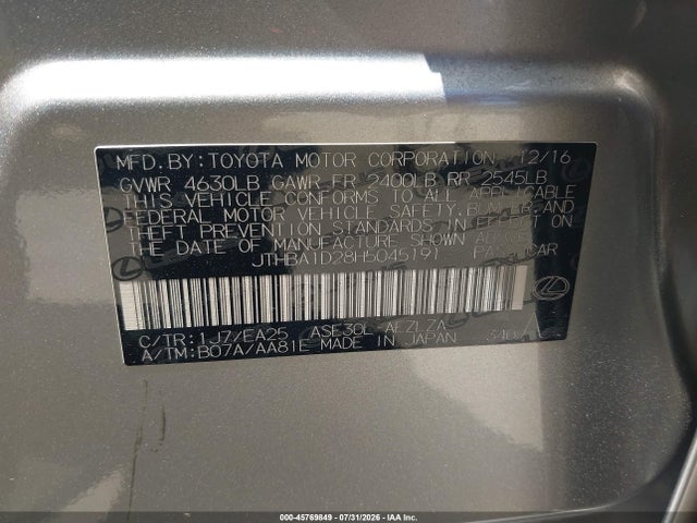 Lexus IS 200T 2017 JTHBA1D28H5045191 Image 9