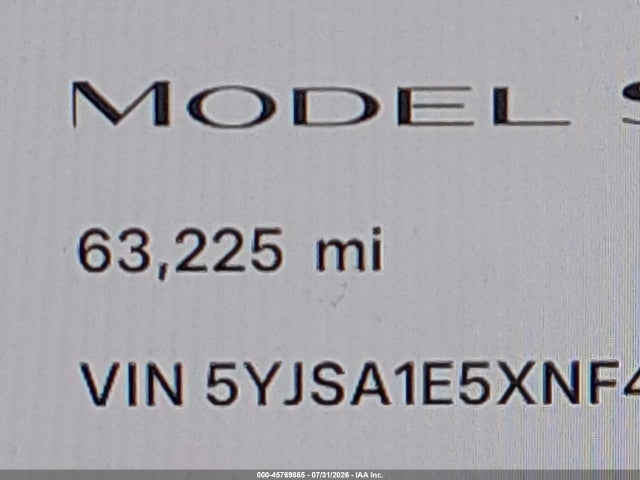 5YJSA1E5XNF471839 Tesla Model S Dual Motor All-wheel Drive
