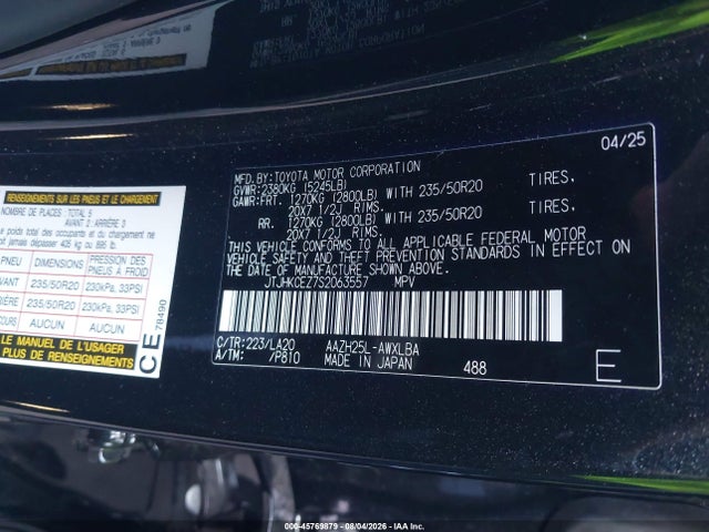 Продажа на аукционе авто 2025 Lexus Nx 350h Luxury, vin: JTJHKCEZ7S2063557, номер лота: 45769879