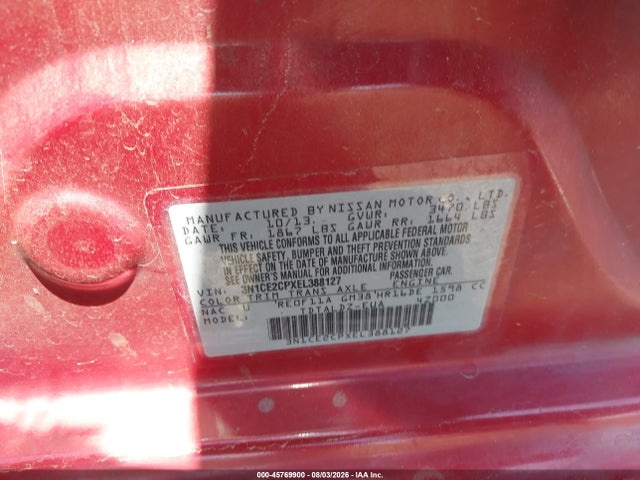 3N1CE2CPXEL388127 Nissan Versa Note Sv