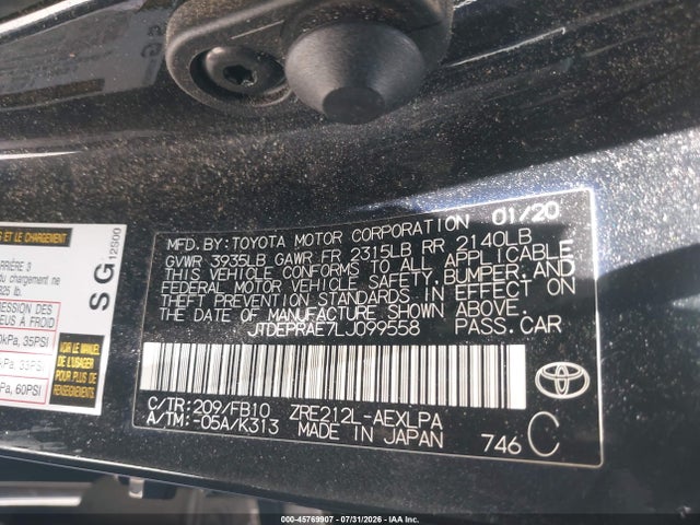 Toyota COROLLA LE 2020 JTDEPRAE7LJ099558 Image 9