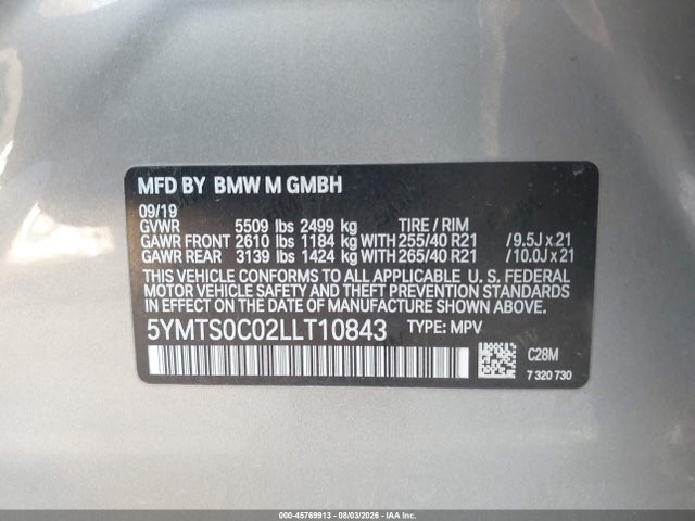 BMW X3 M Competition 2020 5YMTS0C02LLT10843 Image 9