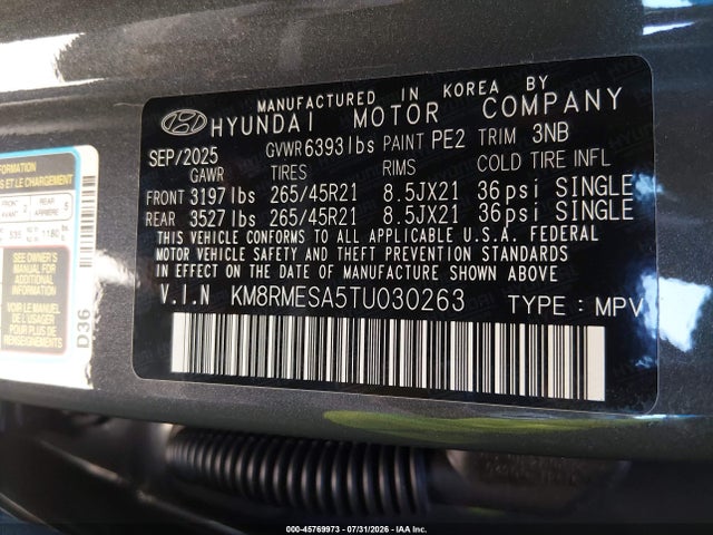 Hyundai Palisade Hev Calligraphy 2026 KM8RMESA5TU030263 Image 9