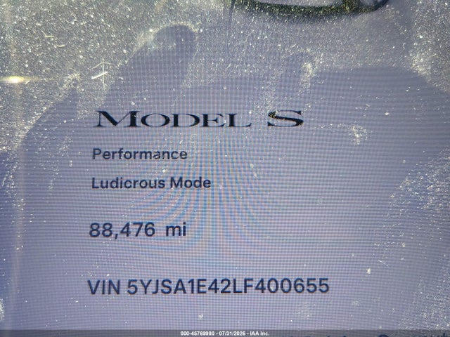Tesla Model S Performance Dual Motor All-wheel Drive 2020 5YJSA1E42LF400655 Image 7