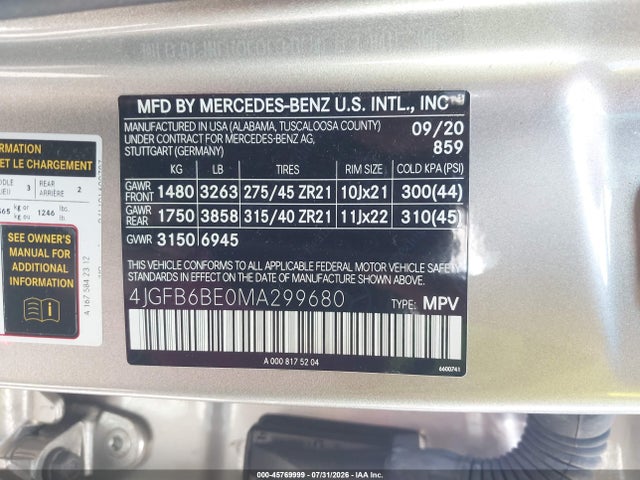 4JGFB6BE0MA299680 Mercedes-Benz Amg Gle 53 4matic