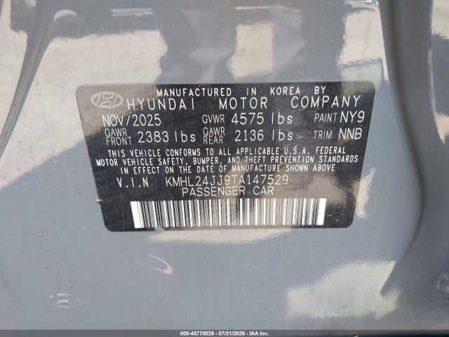 KMHL24JJ9TA147529 Hyundai Sonata Hybrid Blue