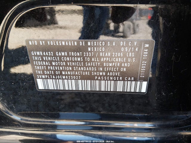 3VWPL7AJ0EM623027 Volkswagen Jetta Sportwagen 2.0l Tdi