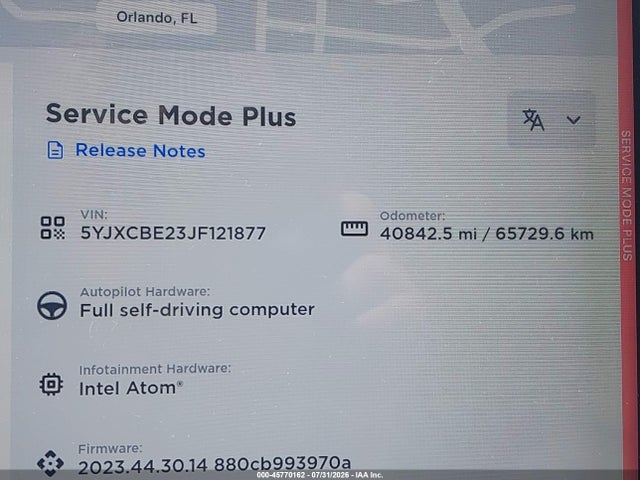 45770162 :رقم المزاد ، 5YJXCBE23JF121877 vin ، 2018 Tesla Model X 100d/75d/p100d مزاد بيع
