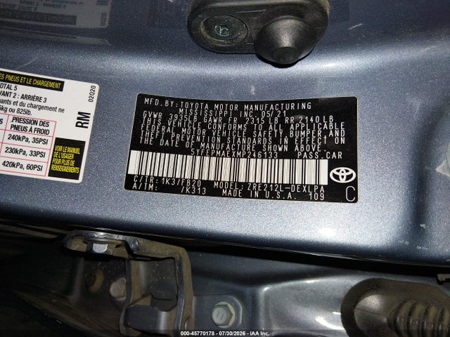 Toyota COROLLA LE 2021 5YFEPMAEXMP246133 Image 9