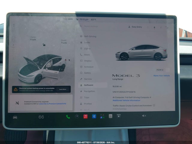 45770211 :رقم المزاد ، 5YJ3E1EA3TF125876 vin ، 2026 Tesla Model 3 Premium Rear-wheel Drive/rear-wheel Drive مزاد بيع