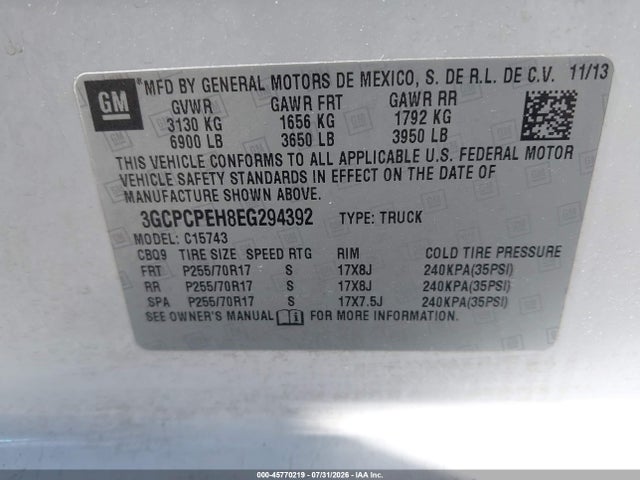 3GCPCPEH8EG294392 Chevrolet Silverado 1500 Work Truck