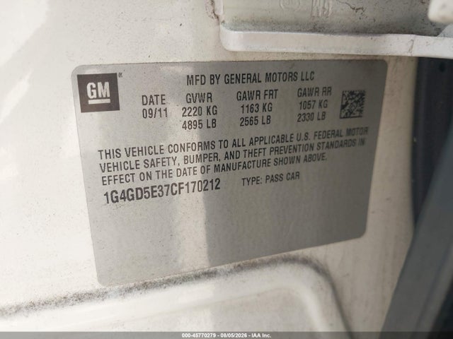 Продаж на аукціоні авто 2012 Buick Lacrosse Premium 1 Group, vin: 1G4GD5E37CF170212, номер лоту: 45770279