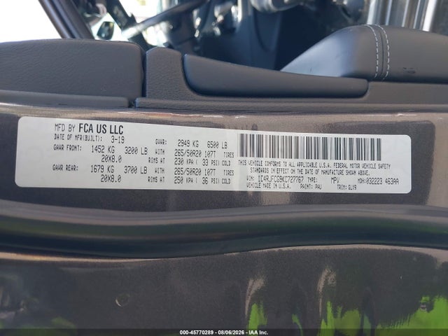 Продажа на аукционе авто 2019 Jeep Grand Cherokee Overland 4x4, vin: 1C4RJFCG9KC727767, номер лота: 45770289