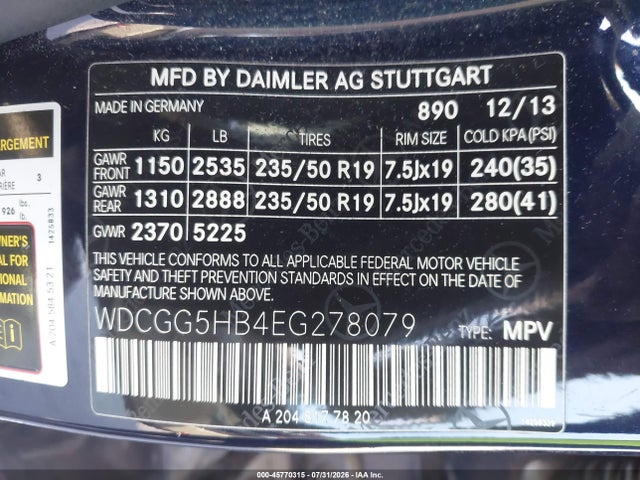 Продажа на аукционе авто 2014 Mercedes-benz Glk 350, vin: WDCGG5HB4EG278079, номер лота: 45770315