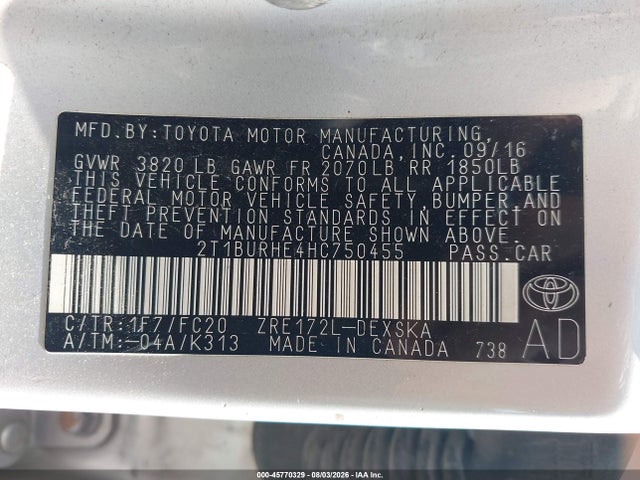 Toyota COROLLA SE 2017 2T1BURHE4HC750455 Image 18