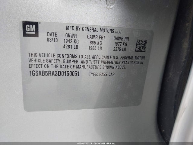 Aukcja sprzedaży 2013 Cadillac Ats Luxury, vin: 1G6AB5RA3D0160051, numer aukcji: 45770379