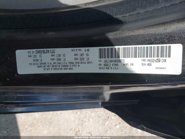 Продаж на аукціоні авто 2008 Dodge Avenger Se, vin: 1B3LC46K48N288772, номер лоту: 45770386
