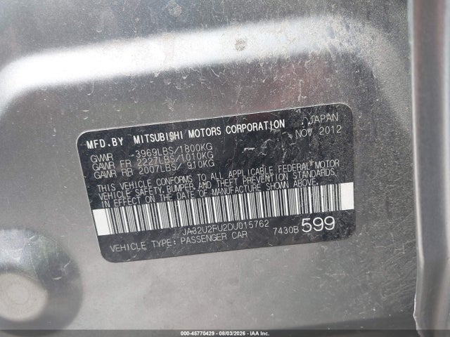 45770429 :رقم المزاد ، JA32U2FU2DU015762 vin ، 2013 Mitsubishi Lancer Es مزاد بيع