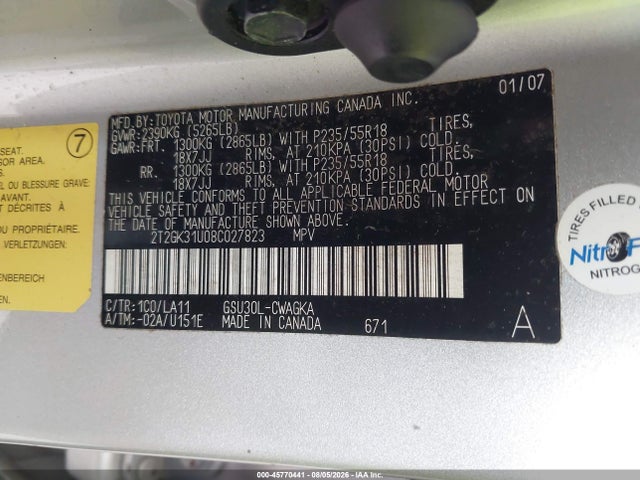 Aukcja sprzedaży 2008 Lexus Rx 350, vin: 2T2GK31U08C027823, numer aukcji: 45770441