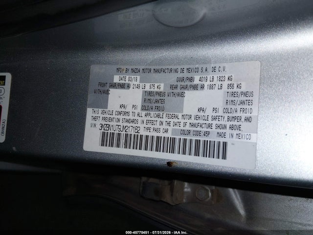 Aukcja sprzedaży 2018 Mazda Mazda3 Sport, vin: 3MZBN1U79JM217162, numer aukcji: 45770451