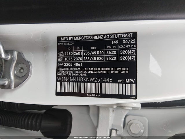 Aukcja sprzedaży 2022 Mercedes-benz Glb 250 4matic, vin: W1N4M4HBXNW251446, numer aukcji: 45770564
