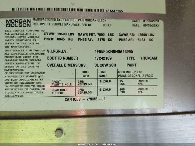 Ford F-59 Commercial Stripped 2022 1F65F5KN0N0A13965 Image 8