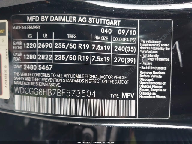 45770732 :رقم المزاد ، WDCGG8HB7BF573504 vin ، 2011 Mercedes-benz Glk 350 4matic مزاد بيع